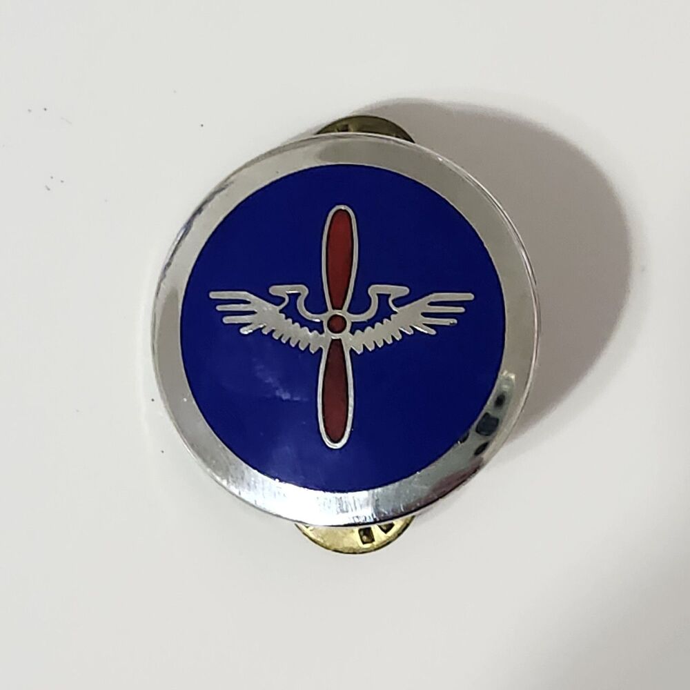 USAF United States Air Force Collar Pin Blue & Silver Colors with Red Propeller